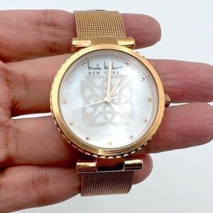 Nicole Miller New York Gold Tone Mesh Strap Watch NWOT Needs Battery